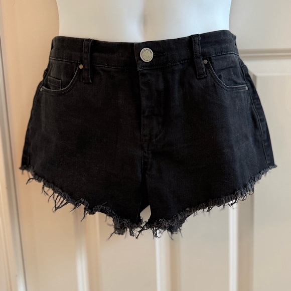 Blank NYC Womens 27 Little Queenie Jean Shorts Black Cut Off Frayed Hem Booty - Picture 1 of 9